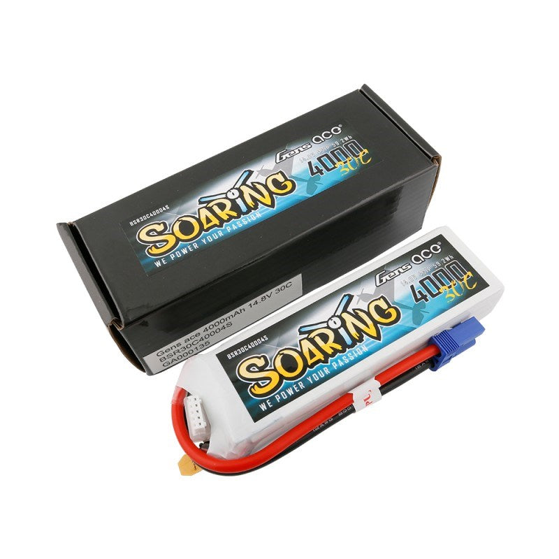 Gens Ace GA4000-4S30-S-EC5 Gens Ace 4000mAh 4S 14.8v 30C 136x42x30mm 376g EC5 Plug XH Balance Soaring Series
