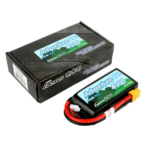 Gens Ace GA4300-3S60-HV Gens Ace Adventure HV Shorty 4300mAh 3S1P 11.4V 60C Lipo Battery with XT60 Plug 90x42x30mm 244g - Hobby City NZ