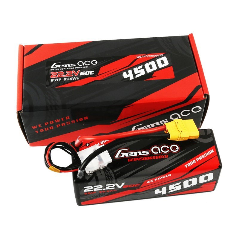 Gens Ace GA4500-6S60-CAR-BL 4500mAh 22.2V 60C 6S1P HardCase Lipo Battery EC5 Plug Suit ARRMA Traxxas - Hobby City NZ