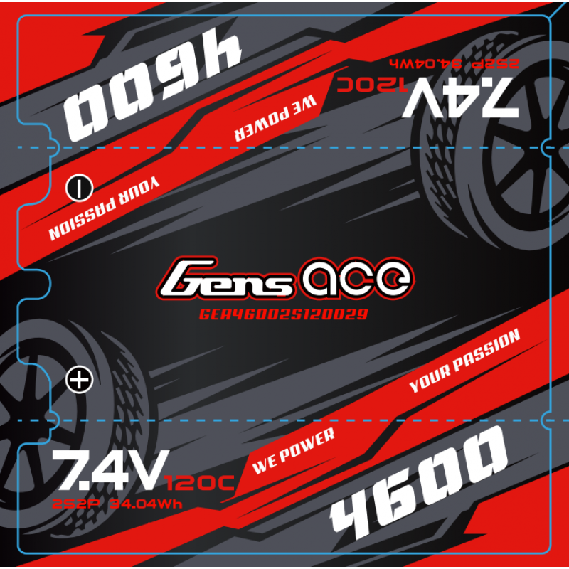 Gens Ace GA4600-2S120-S-4MM Gens Ace 4600mAh 7.4v 120C Shorty Lipo Battery with 4mm Bullet 194g 95x47x25mm - Hobby City NZ