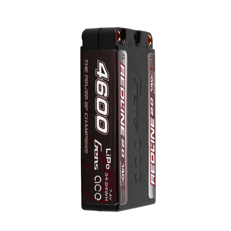 Gens Ace Redline 2.0 4600mAh 2S 140C 7.4V HardCase 64# LiPo Battery with 5.0mm Bullet - GA4600-2S140-S-RL2.0