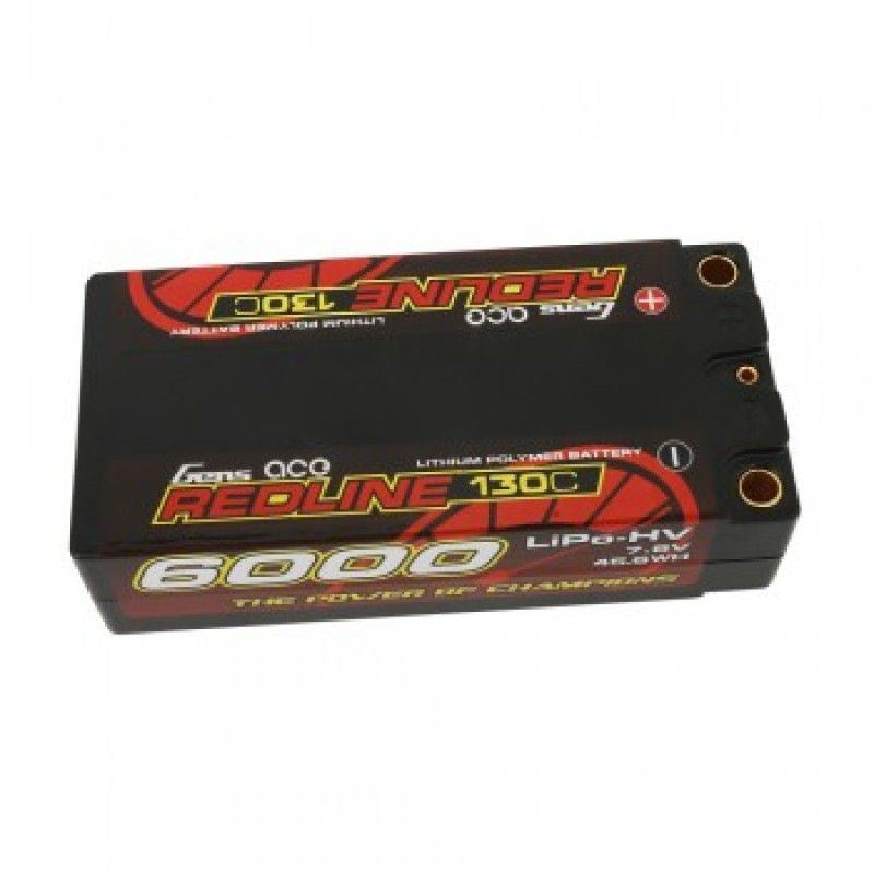 Gens Ace GA6000-2S130-S-RS-HV Gens Ace Redline HV 6000mAh 7.6v 130C Shorty Lipo Battery 5mm Bullet 220g 96x46x25mm
