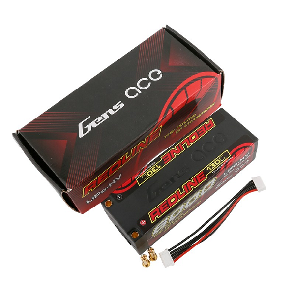 Gens Ace Redline Series 6000mAh 4S 15.2V 130C Hardcase HV Ultra LCG LiPo w/5mm Bullets