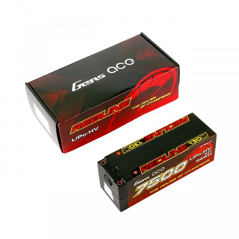 Gens Ace GA7500-4S130-RL Gens Ace Redline 7500mAh 15.2v 4S HV 130C Hardcase Lipo Battery 615g 139x47x50mm
