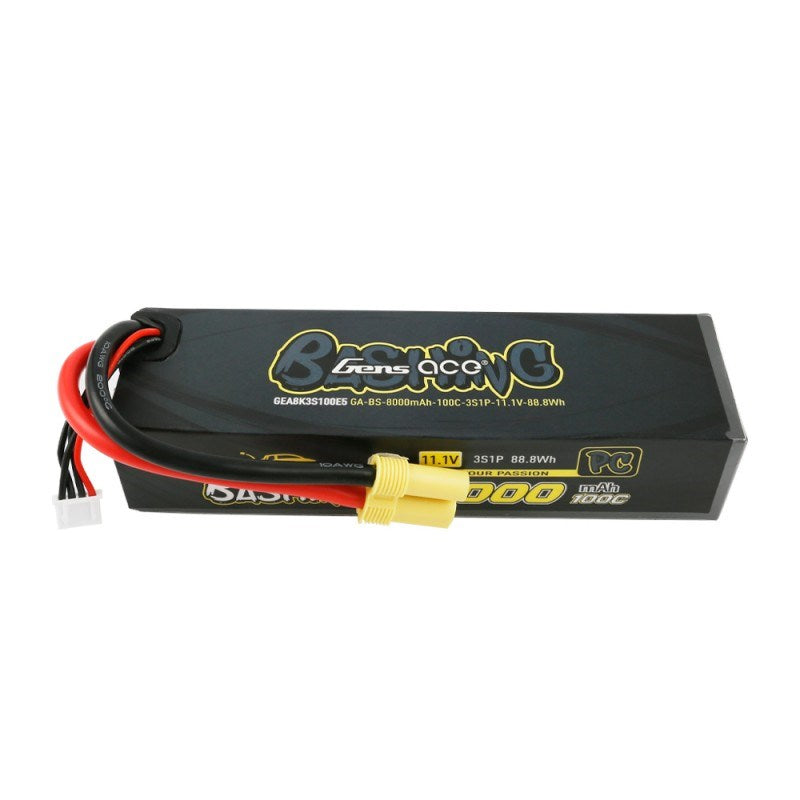 Gens Ace GA8000-3S100-PC 8000mAh 3S 11.1v 100C 157x45x34mm 507g EC5 Plug  Basher Pro Series PC Case - Hobby City NZ
