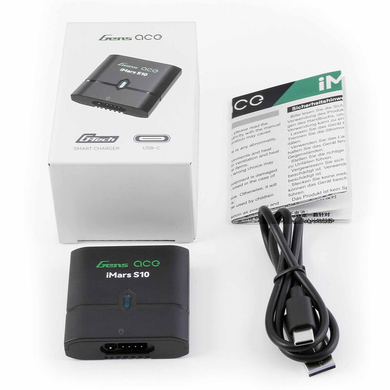 Gens Ace IMars S10 10W 2-3S USB Lipo Battery Charger. 0.8Amp Balance Connector Charge Requires 2 Amp USB Power Supply - GEAS10-UB