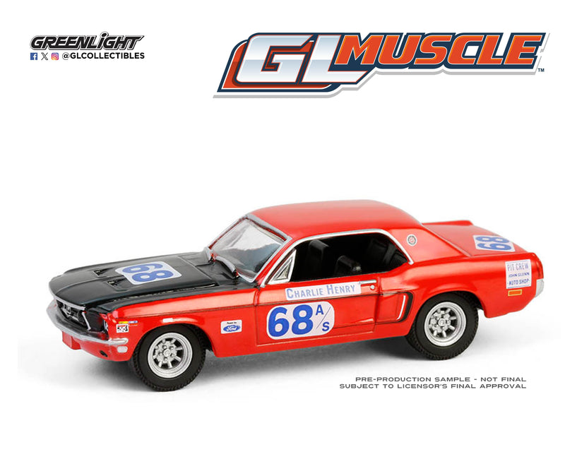 Greenlight GL-13360-B 1/64 1968 Ford Mustang GT Coupe - #68 (9201985585389)