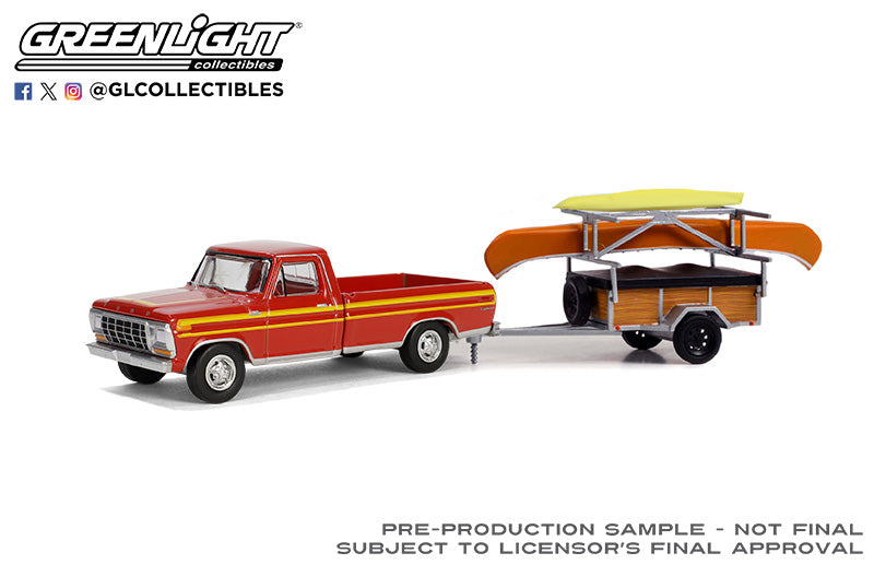GreenLight GL-32310-B 1978 Ford F-150 Ranger Explorer with Canoe Trailer (9201985356013)