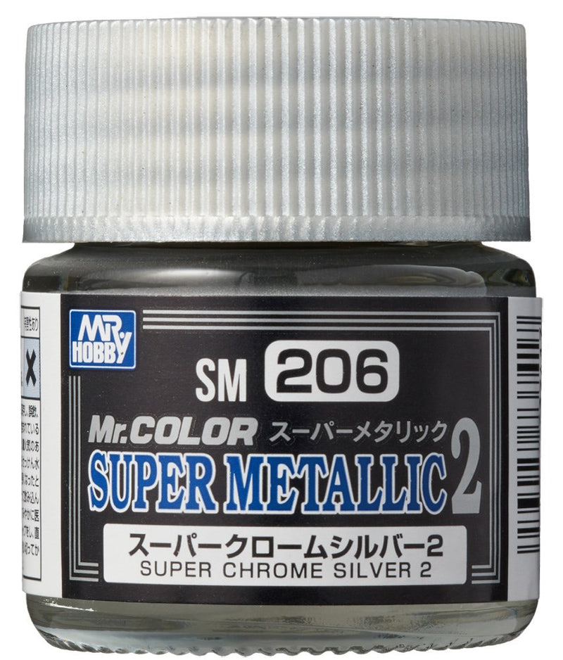 Gunze SM206 Mr. Color Super Metallic 2 Super Chrome Silver 10ml - Hobby City NZ