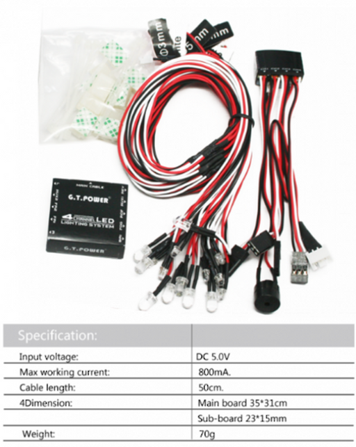 GT Power GT-LED LED Car Light kit. 7 modes suite Car and Truck 70grams (8446603264237)