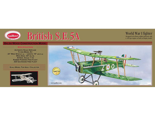 Guillows #202 1/12 British S.E.5a - Balsa Flying Kit - Hobby City NZ