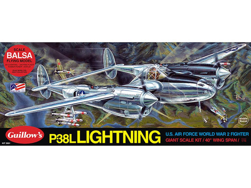 Guillows #2001 1/16 P-38L Lightning - Balsa Flying Kit (7854881767661)