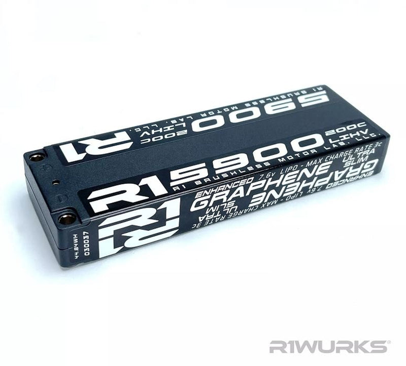 R1WURKS R1030037 5900mAh 200c 7.6v 2S Ultra Slim Stick LiPo Battery Graphene (8949823504621)