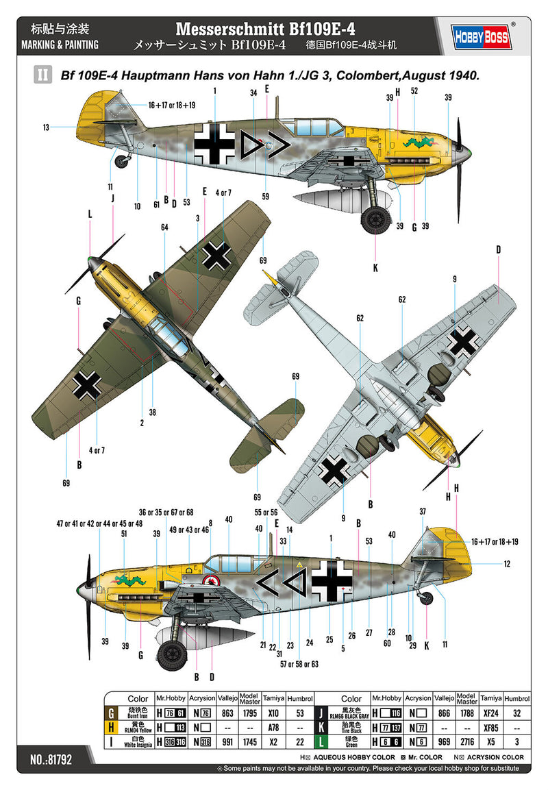 Hobby Boss 81792 1/48 Messerschmitt Bf109E-4
