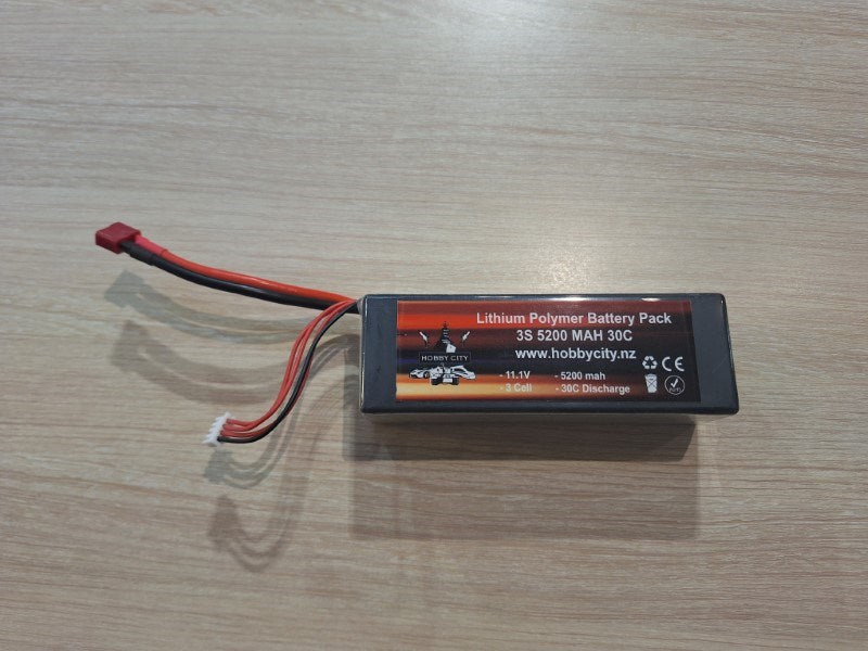 Hobby City 11.1V 3S 5200mah 30C Hard Case Lipo Battery Deans Plug - Hobby City NZ