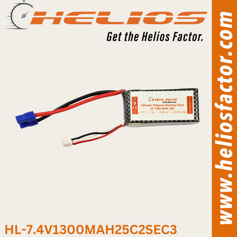 Helios - 7.4V 2S 1300mah 25C Lipo Battery EC3 Plug