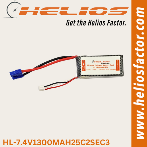Helios - 7.4V 2S 1300mah 25C Lipo Battery EC3 Plug (8322071068909)