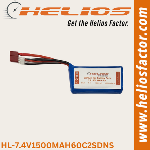 Helios - 7.4V 2S 1500mah 60C LiIon Battery Deans Plug (8322071232749)
