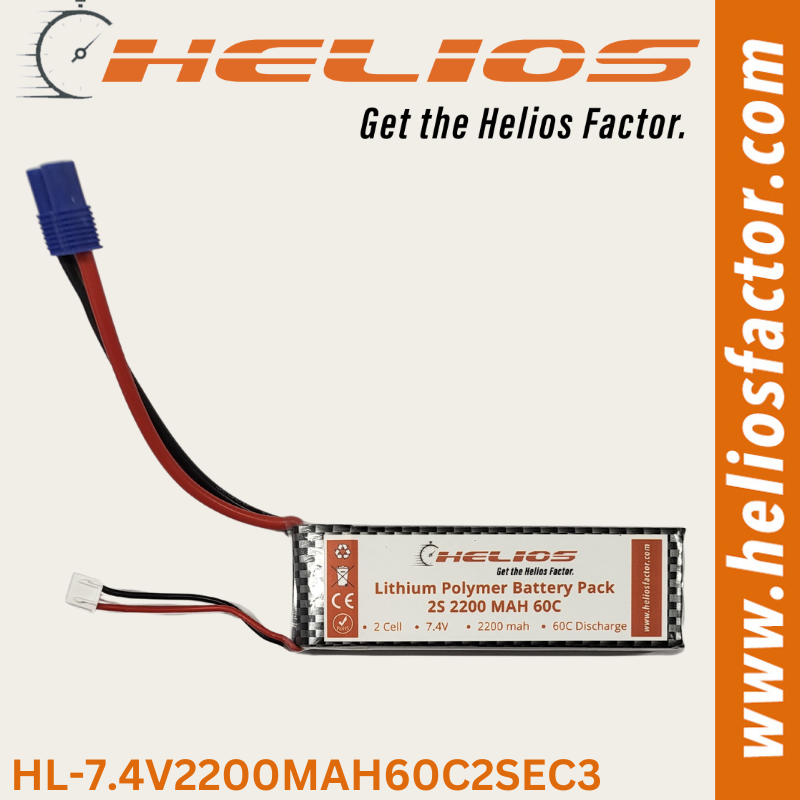 Helios - 7.4V 2S 2200mah 60C Lipo Battery EC3 Plug