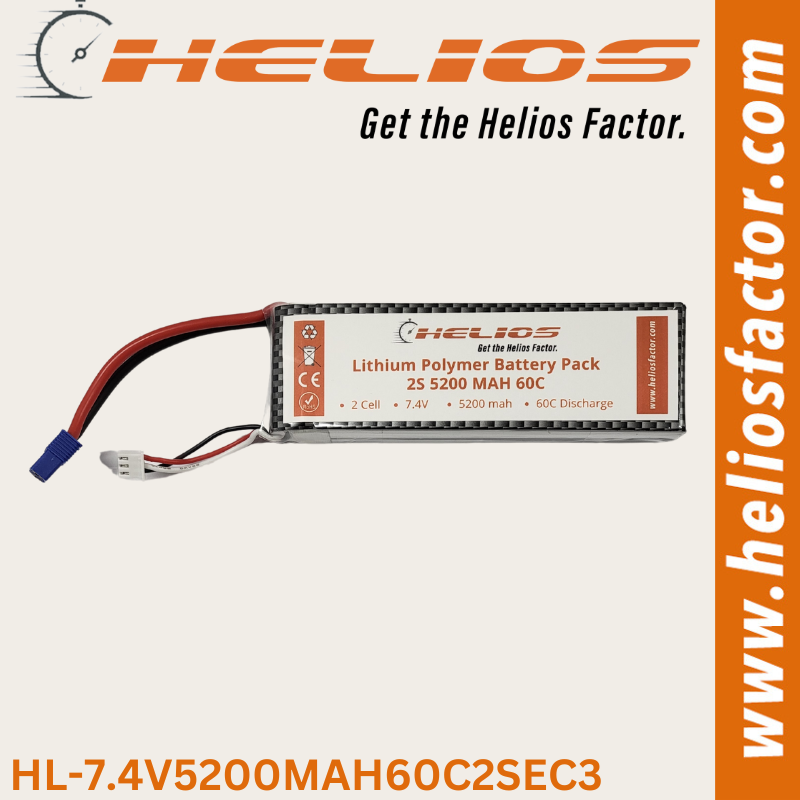 Helios - 7.4V 2S 5200mah 60C Lipo Battery EC3 Plug