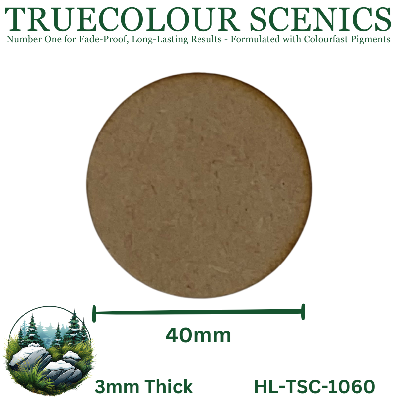 Truecolour Scenics Miniture Base (MDF) - Round - 40mm (Round) x 3mm (Thick)