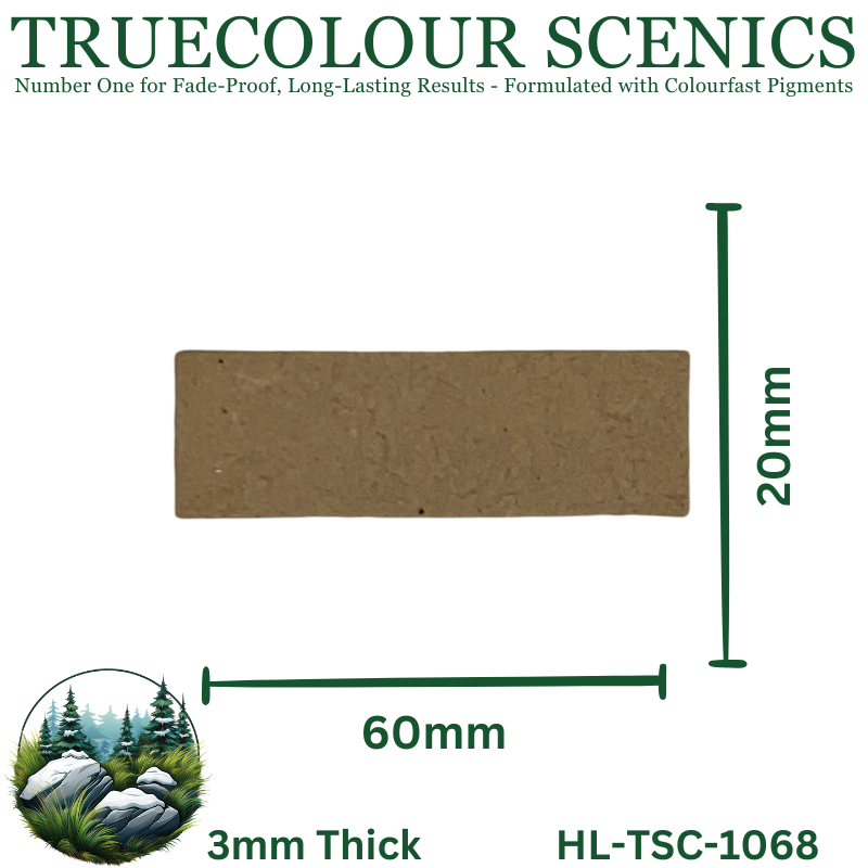 Truecolour Scenics Miniture Base (MDF) - Rectangle - 20mm(W) x 60mm(L) x 3mm(H)