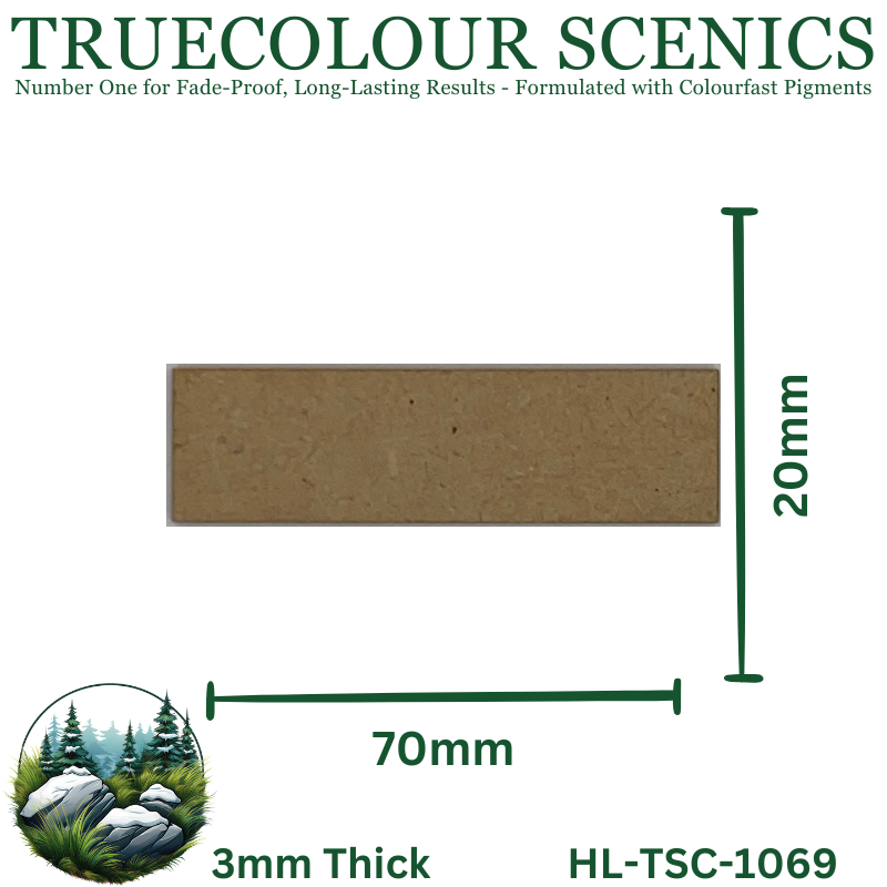Truecolour Scenics Miniture Base (MDF) - Rectangle - 20mm(W) x 70mm(L) x 3mm(H)
