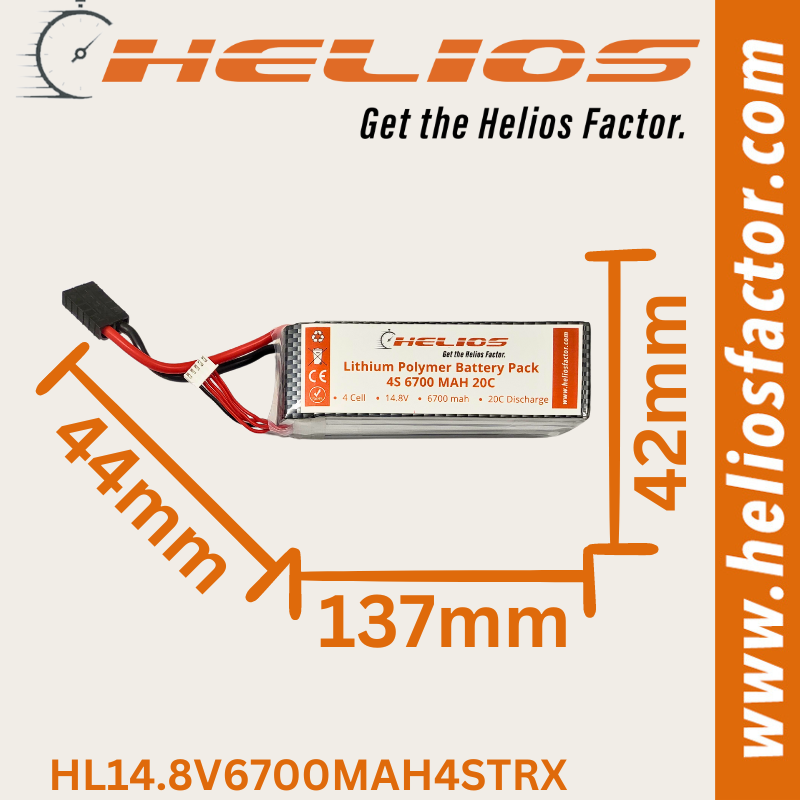 Helios - 14.8V 4S 6700mAh 20C Lipo Battery Traxxas Plug