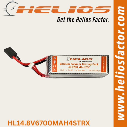 Helios - 14.8V 4S 6700mAh 20C Lipo Battery Traxxas Plug (8322070348013)