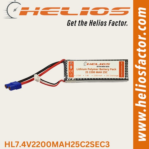 Helios - 7.4V 2S 2200mah 25C Lipo Battery EC3 Plug (8322070905069)