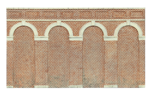 Hornby R7372 High Level Arched Retaining Walls x 2 (Red Brick) (8195285385453)