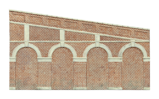 Hornby R7374 High Stepped Arched Retaining Walls x 2 (Red Brick) (8195285450989)