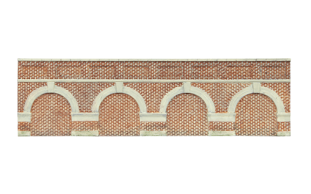 Hornby R7388 Low Level Arched Retaining Walls x2 (Red Brick) (8195285582061)