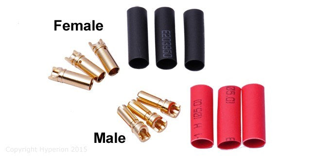 Hyperion HP-CONN-35-03F-PRO 3.5mm Heavy Duty Gold Connectors (3 Female) - Hobby City NZ