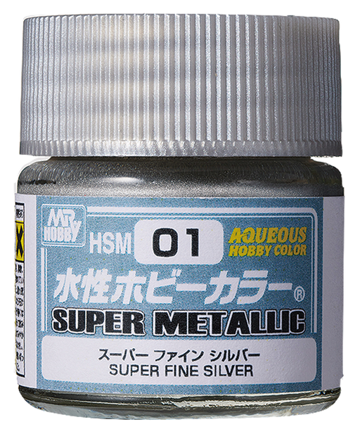 Gunze HSM01 Mr.Hobby Aqueous Acrylic Color Super Metallic Fine Silver (10ml) - Hobby City NZ (8435706331373)