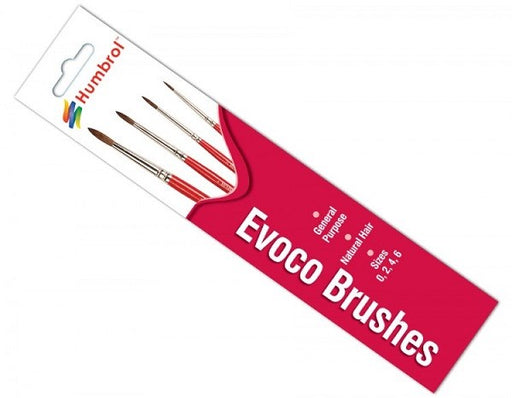 Humbrol 4150 AG4150 Evoco Brush Pack - Sizes 0 2 4 6 - Hobby City NZ
