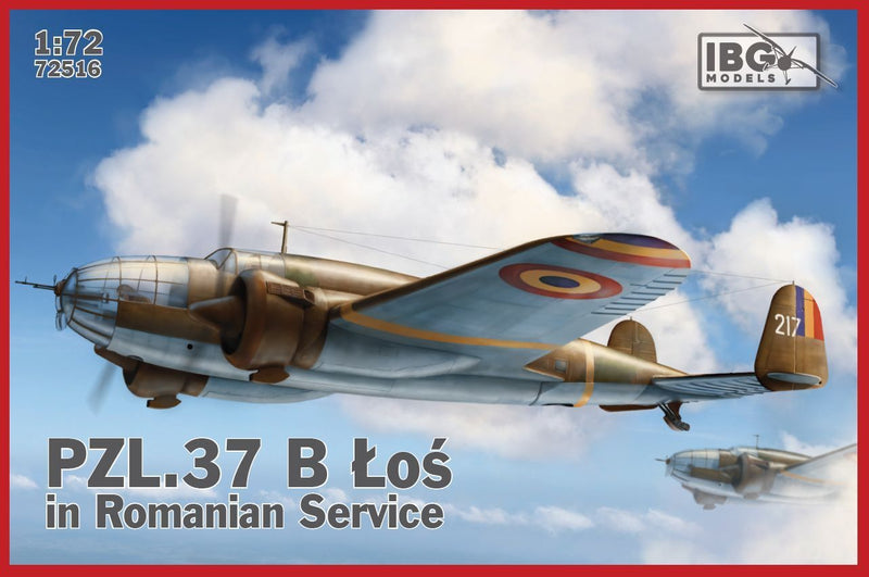 IBG Models 72516 IBG 1/72 PZL. 37 Los B II in Romanian Service Plastic Model Kit [72516] - Hobby City NZ (8966357516525)