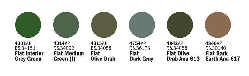 Vallejo by Italeri 438AP  Acrylic Paint Set USAAC - 6 Pcs - Hobby City NZ