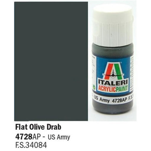 Vallejo by Italeri 4728 Paint FLAT OLIVE DRAB - US ARMY (8346783351021)