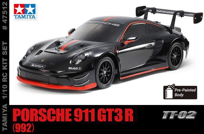 Tamiya 47512 TT-02 Porsche 911 GT3 R 1/10 4WD Electric Touring Car Kit w/Pre-Painted Body (Black)
