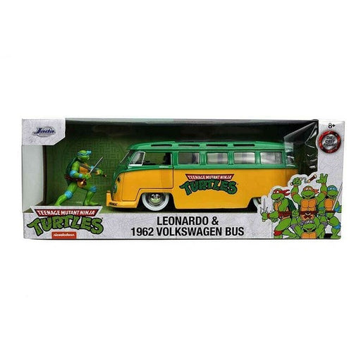 Jada 31786 1/24 1962 Volkswagen Bus w/Leonardo Figurine - Teenage Mutant Ninja Turtles (7546177847533)