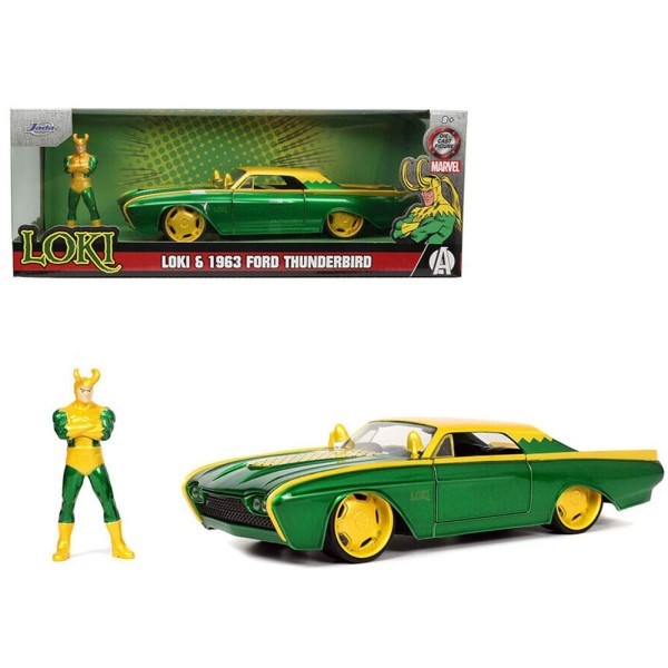 Jada 33357 1/24 1963 Ford Thunderbird w/Loki Figurine - Marvel