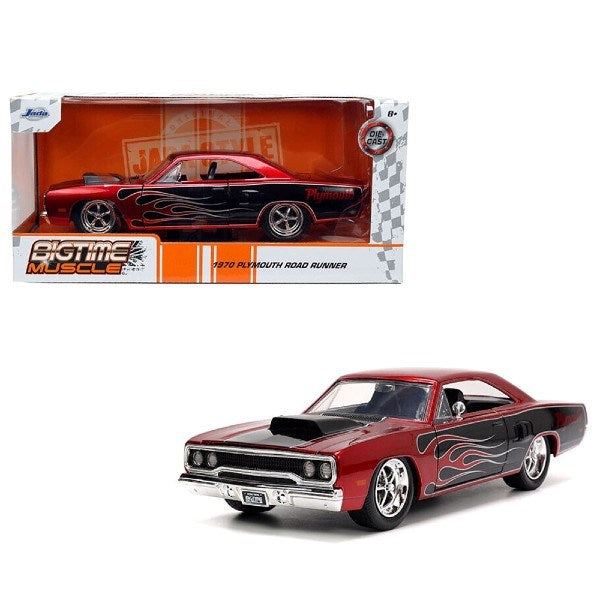 Jada 33866 1/24 1970 Plymouth Road Runner (Black/Red Flames) - BigTime Muscle (8137532440813)
