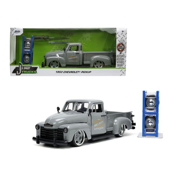 Jada 34023 1/24 1953 Chevrolet Pickup (Grey) w/Wheel Rack - Just Trucks (8278364651757)