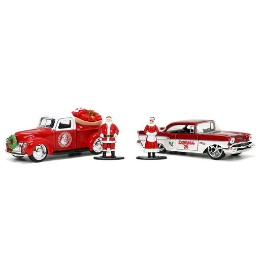 Jada 34441 1/32 1941 Ford Pickup and 1957 Chevrolet Bel Air w/Santa and Mrs. Claus Figurines - 2022 (8278364061933)