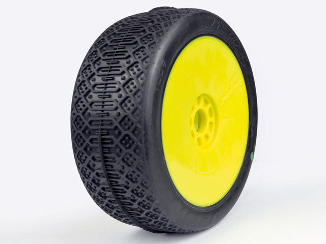 Jetko J-ONE Buggy Dish Yellow Rim Wet/Cold Glued Belted RC Wheel & Tyre Set 1/8 Scale