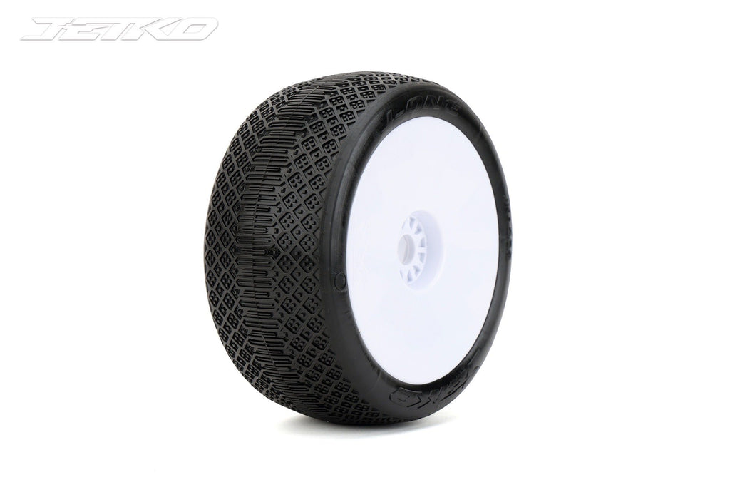 Jetko J-ONE Truggy Dish White Rim Composite Clay Ultra Soft Unglued Belted RC Wheel & Tyre Set 1/8 Scale