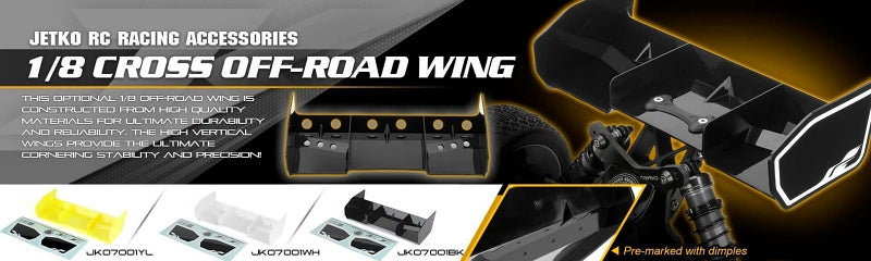 Jetko JKO7001WH Jetko 1/8 Cross Off Road Buggy Truggy Wing White (9250495660269)