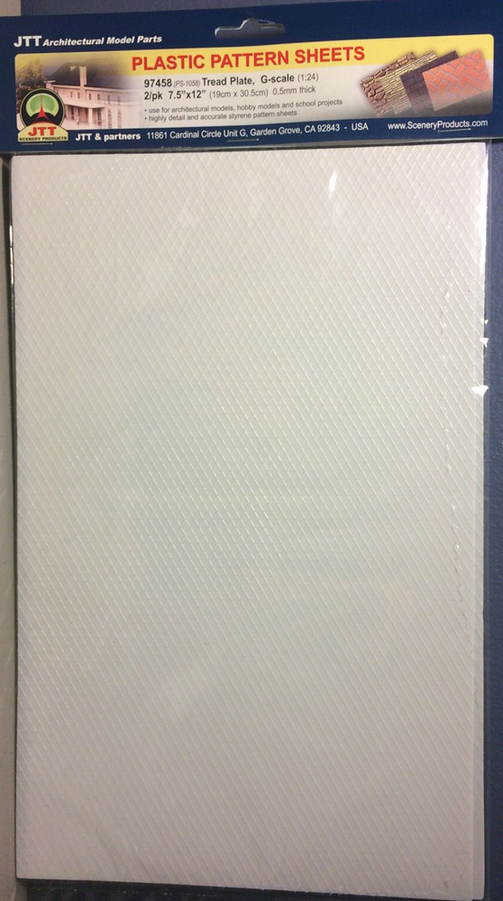 JTT Scenery 97458 1/24 G Scale Styrene Tread Plate - 7.5 x 12" (2pk) - Hobby City NZ