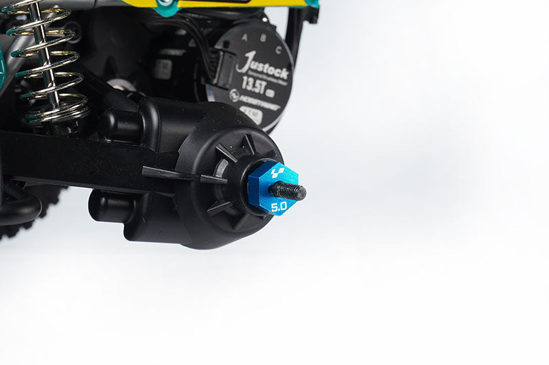 Koswork KOS04407 Tamiya 5mm Aluminum Clamping Wheel Hex (4) Blue (9001931571437)